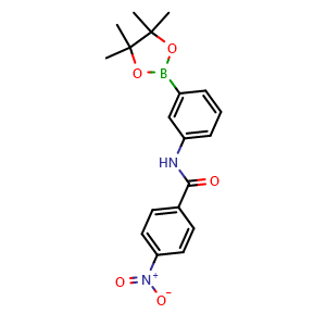 Chemical structure of 4-nitro-N-(3-(4,4,5,5-tetramethyl-1,3,2-dioxaborolan-2-yl)phenyl)benzamide , CAS 2293965-52-1, AChemBlock X210437