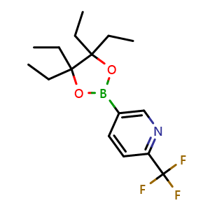 Chemical structure of 5-(4,4,5,5-tetraethyl-1,3,2-dioxaborolan-2-yl)-2-(trifluoromethyl)pyridine , CAS 2769970-56-9, AChemBlock X210451