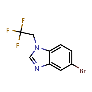 Chemical structure of 5-bromo-1-(2,2,2-trifluoroethyl)-1H-benzo[d]imidazole , CAS 2766157-45-1, AChemBlock X210471