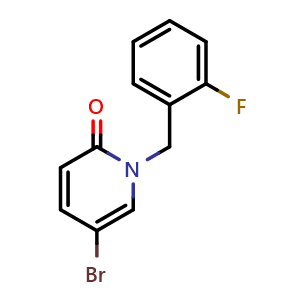 Chemical structure of 5-bromo-1-(2-fluorobenzyl)pyridin-2(1H)-one , CAS 1492148-75-0, AChemBlock X210472