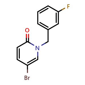 Chemical structure of 5-bromo-1-(3-fluorobenzyl)pyridin-2(1H)-one , CAS 879893-58-0, AChemBlock X210473