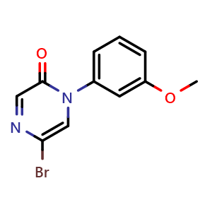 Chemical structure of 5-bromo-1-(3-methoxyphenyl)pyrazin-2(1H)-one , CAS 2090632-66-7, AChemBlock X210474