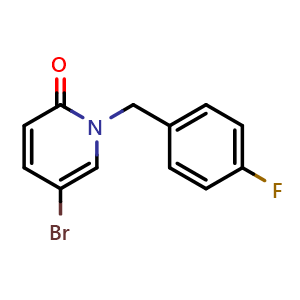 Chemical structure of 5-bromo-1-(4-fluorobenzyl)pyridin-2(1H)-one , CAS 1276517-14-6, AChemBlock X210475