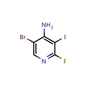 Chemical structure of 5-bromo-2-fluoro-3-iodopyridin-4-amine , CAS 2842017-18-7, AChemBlock X210484