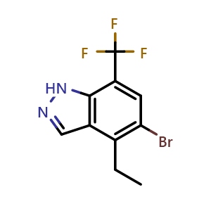 Chemical structure of 5-bromo-4-ethyl-7-(trifluoromethyl)-1H-indazole , AChemBlock X210490