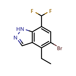 Chemical structure of 5-bromo-7-(difluoromethyl)-4-ethyl-1H-indazole , AChemBlock X210494