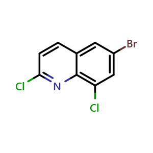 Chemical structure of 6-bromo-2,8-dichloroquinoline , CAS 1344013-69-9, AChemBlock X210539