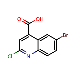 Chemical structure of 6-Bromo-2-chloro-quinoline-4-carboxylic acid , CAS 287176-62-9, AChemBlock X210541