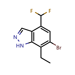 Chemical structure of 6-bromo-4-(difluoromethyl)-7-ethyl-1H-indazole , AChemBlock X210547