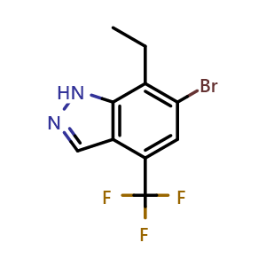 Chemical structure of 6-bromo-7-ethyl-4-(trifluoromethyl)-1H-indazole , AChemBlock X210553
