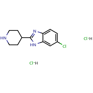 Chemical structure of 6-Chloro-2-(4-piperidinyl)-1H-benzimidazole dihydrochloride , CAS 1241675-83-1, AChemBlock X210559