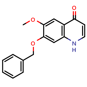 Chemical structure of 6-methoxy-7-benzyloxy-quinolin-4-one , CAS 205448-29-9, AChemBlock X210572