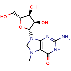 Chemical structure of 7-methyl-Guanosine , CAS 20244-86-4, AChemBlock X210606