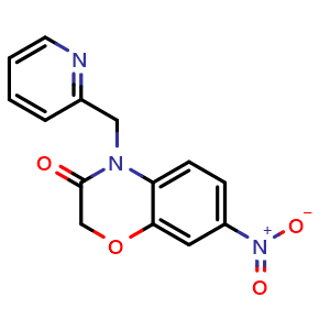 Chemical structure of 7-nitro-4-(pyridin-2-ylmethyl)-2H-benzo[b][1,4]oxazin-3(4H)-one , CAS 120101-66-8, AChemBlock X210607