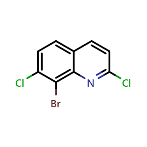 Chemical structure of 8-bromo-2,7-dichloroquinoline , CAS 1696876-63-7, AChemBlock X210617