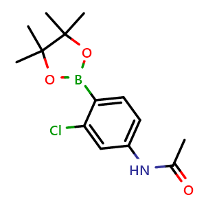 Chemical structure of -(3-chloro-4-(4,4,5,5-tetramethyl-1,3,2-dioxaborolan-2-yl)phenyl)acetamide , CAS 844501-78-6, AChemBlock X210635