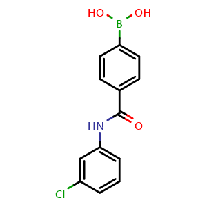 Chemical structure of B-[4-[[(3-chlorophenyl)amino]carbonyl]phenyl]Boronic acid , CAS 874288-03-6, AChemBlock X210643