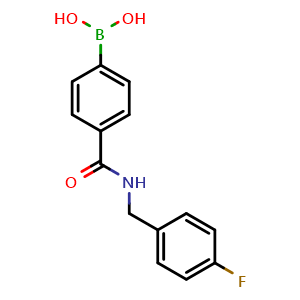 Chemical structure of B-[4-[[[(4-fluorophenyl)methyl]amino]carbonyl]phenyl]Boronic acid , CAS 874460-12-5, AChemBlock X210648