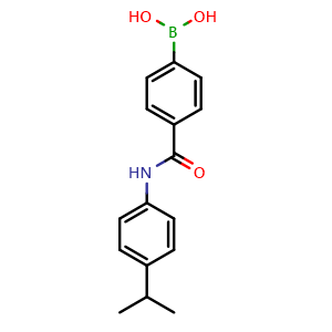Chemical structure of B-[4-[[[4-(1-methylethyl)phenyl]amino]carbonyl]phenyl]Boronic acid , CAS 913198-22-8, AChemBlock X210649
