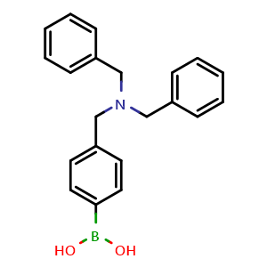 Chemical structure of B-[4-[[bis(phenylmethyl)amino]methyl]phenyl]-Boronic acid , CAS 1221824-11-8, AChemBlock X210650