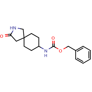 Chemical structure of benzyl (3-oxo-2-azaspiro[4.5]decan-8-yl)carbamate , CAS 880271-31-8, AChemBlock X210656