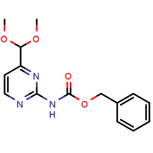 Chemical structure of Benzyl (4-(Dimethoxymethyl)Pyrimidin-2-Yl)Carbamate , CAS 1312764-25-2, AChemBlock X210658