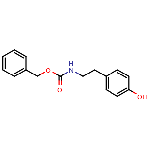Chemical structure of Benzyl N-[2-(4-Hydroxyphenyl)ethyl]carbamate , CAS 29655-46-7, AChemBlock X210673