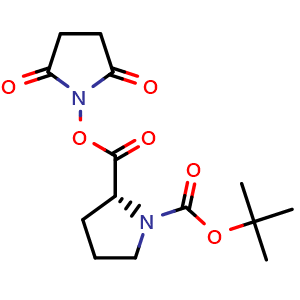 Chemical structure of Boc-D-Pro-OSu , CAS 102185-34-2, AChemBlock X210689