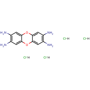 Chemical structure of dibenzo[b,e][1,4]dioxine-2,3,7,8-tetraamine tetrahydrochloride , CAS 16435-75-9, AChemBlock X210714