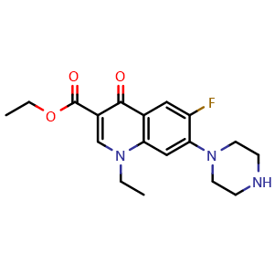 Chemical structure of Norfloxacin Ethyl Ester , CAS 74011-47-5, AChemBlock X210772
