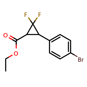 Chemical structure of Ethyl 3-(4-bromophenyl)-2,2-difluorocyclopropane-1-carboxylate , CAS 2758663-47-5, AChemBlock X210793