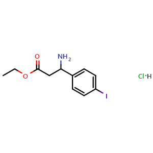 Chemical structure of Ethyl 3-Amino-3-(4-iodophenyl)propanoate hydrochloride , CAS 502842-21-9, AChemBlock X210797