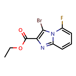 Chemical structure of ethyl 3-bromo-5-fluoro-imidazo[1,2-a]pyridine-2-carboxylate , CAS 2177263-64-6, AChemBlock X210800