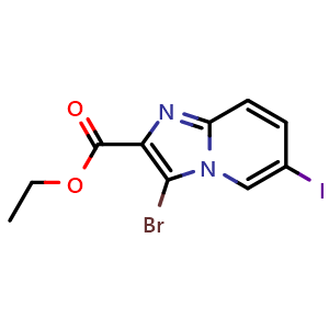 Chemical structure of ethyl 3-bromo-6-iodoimidazo[1,2-a]pyridine-2-carboxylate , CAS 478040-70-9, AChemBlock X210803