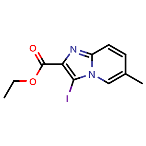 Chemical structure of ethyl 3-iodo-6-methylimidazo[1,2-a]pyridine-2-carboxylate , CAS 885276-50-6, AChemBlock X210805
