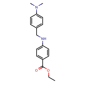 Chemical structure of ethyl 4-((4-(dimethylamino)benzyl)amino)benzoate , CAS 64261-07-0, AChemBlock X210809