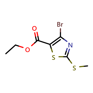 Chemical structure of Ethyl 4-bromo-2-(methylsulfanyl)-1,3-thiazole-5-carboxylate , CAS 1443014-87-6, AChemBlock X210814