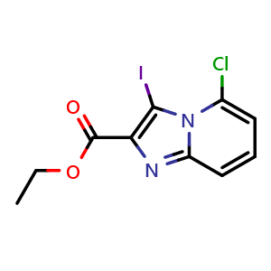 Chemical structure of ethyl 5-chloro-3-iodoimidazo[1,2-a]pyridine-2-carboxylate , CAS 885271-45-4, AChemBlock X210822