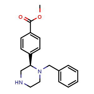 Chemical structure of methyl (R)-4-(1-benzylpiperazin-2-yl)benzoate , AChemBlock X210862