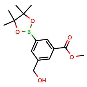 Chemical structure of methyl 3-(hydroxymethyl)-5-(4,4,5,5-tetramethyl-1,3,2-dioxaborolan-2-yl)benzoate , CAS 2412000-78-1, AChemBlock X210888