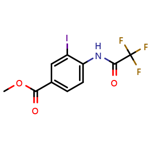 Chemical structure of methyl 3-Iodo-4-(2,2,2-trifluoroacetamido)benzoate , CAS 848485-43-8, AChemBlock X210892