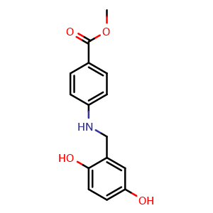 Chemical structure of methyl 4-((2,5-dihydroxybenzyl)amino)benzoate , CAS 140674-76-6, AChemBlock X210895