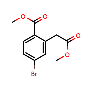 Chemical structure of methyl 4-bromo-2-(2-methoxy-2-oxoethyl)benzoate , CAS 1403483-70-4, AChemBlock X210904
