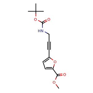 Chemical structure of methyl 5-(3-((Tert-Butoxycarbonyl)Amino)Prop-1-Yn-1-Yl)Furan-2-Carboxylate , CAS 223461-83-4, AChemBlock X210911