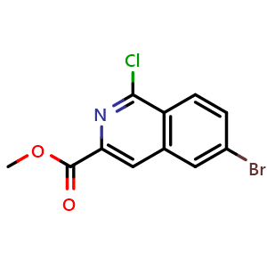 Chemical structure of methyl 6-bromo-1-chloroisoquinoline-3-carboxylate , CAS 1600855-21-7, AChemBlock X210918