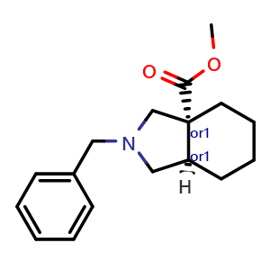 Chemical structure of methyl cis-2-benzyl-3,4,5,6,7,7a-hexahydro-1H-isoindole-3a-carboxylate , CAS 130658-28-5, AChemBlock X210927