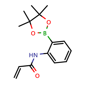 Chemical structure of N-(2-(4,4,5,5-tetramethyl-1,3,2-dioxaborolan-2-yl)phenyl)acrylamide , CAS 1218790-42-1, AChemBlock X210946