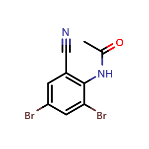 Chemical structure of N-(2,4-Dibromo-6-cyanophenyl)acetamide , CAS 189635-00-5, AChemBlock X210950