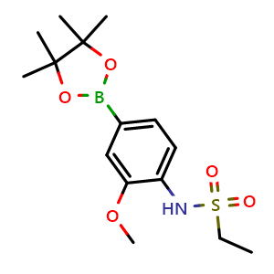 Chemical structure of N-(2-methoxy-4-(4,4,5,5-tetramethyl-1,3,2-dioxaborolan-2-yl)phenyl)ethanesulfonamide , CAS 2246900-42-3, AChemBlock X210974