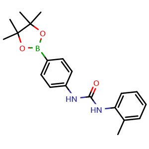 Chemical structure of N-(2-methylphenyl)-N'-[4-(4,4,5,5-tetramethyl-1,3,2-dioxaborolan-2-yl)phenyl]urea , CAS 935660-79-0, AChemBlock X210981